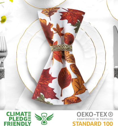 Urban Villa Cloth Napkins Set of 12 20x20 Inches 100% Cotton Napkins Cloth Washable Durable Reusable Absorbent Table Dinner Napkins Cloth for Thanksgiving Hotel Lunch Restaurant Parties – Leaves Print