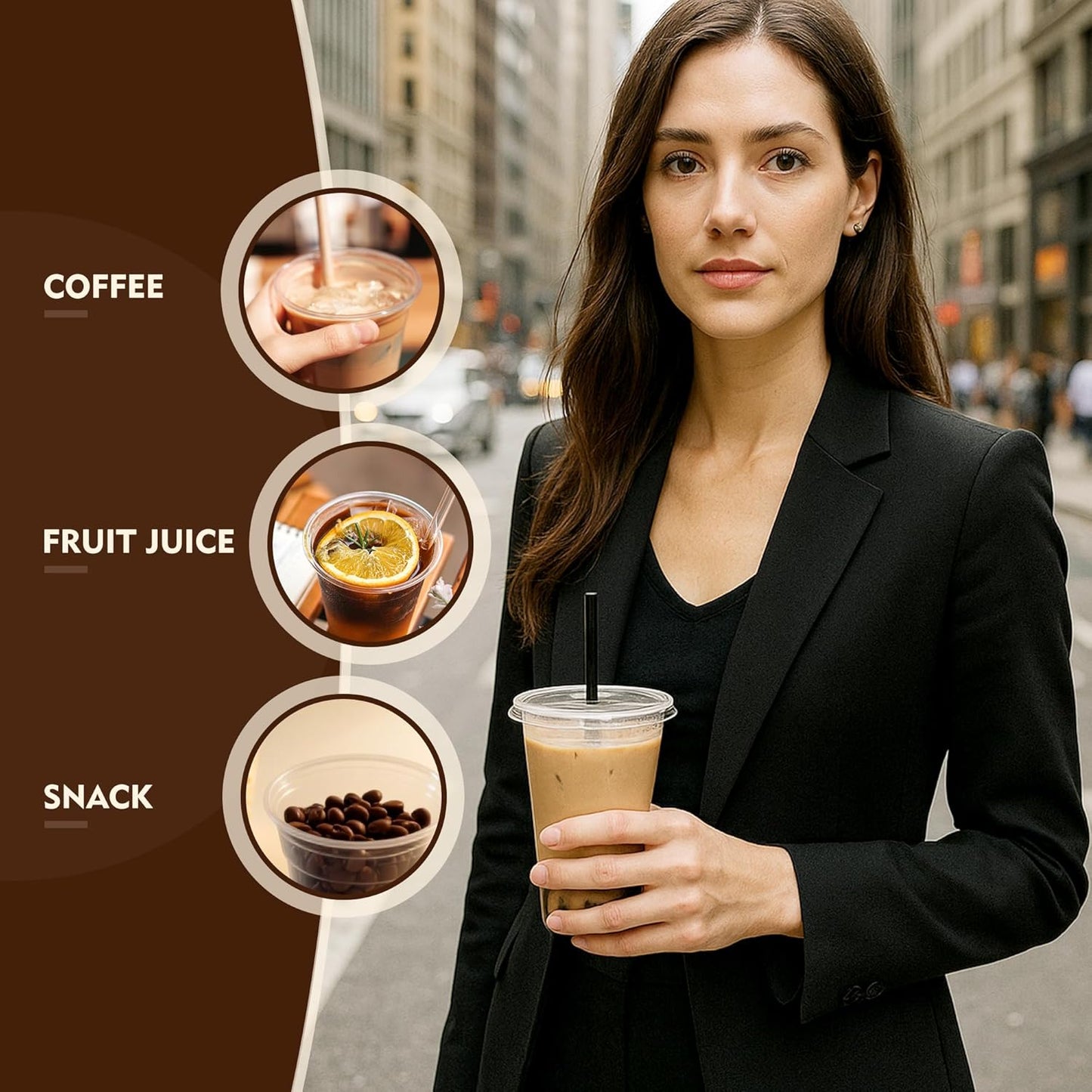 YEEHAW 16 oz 100 Pack Disposable Iced Coffee Cups with Lids, Clear Plastic Cups with Lids, Cold Crystal Drink Cup for Party