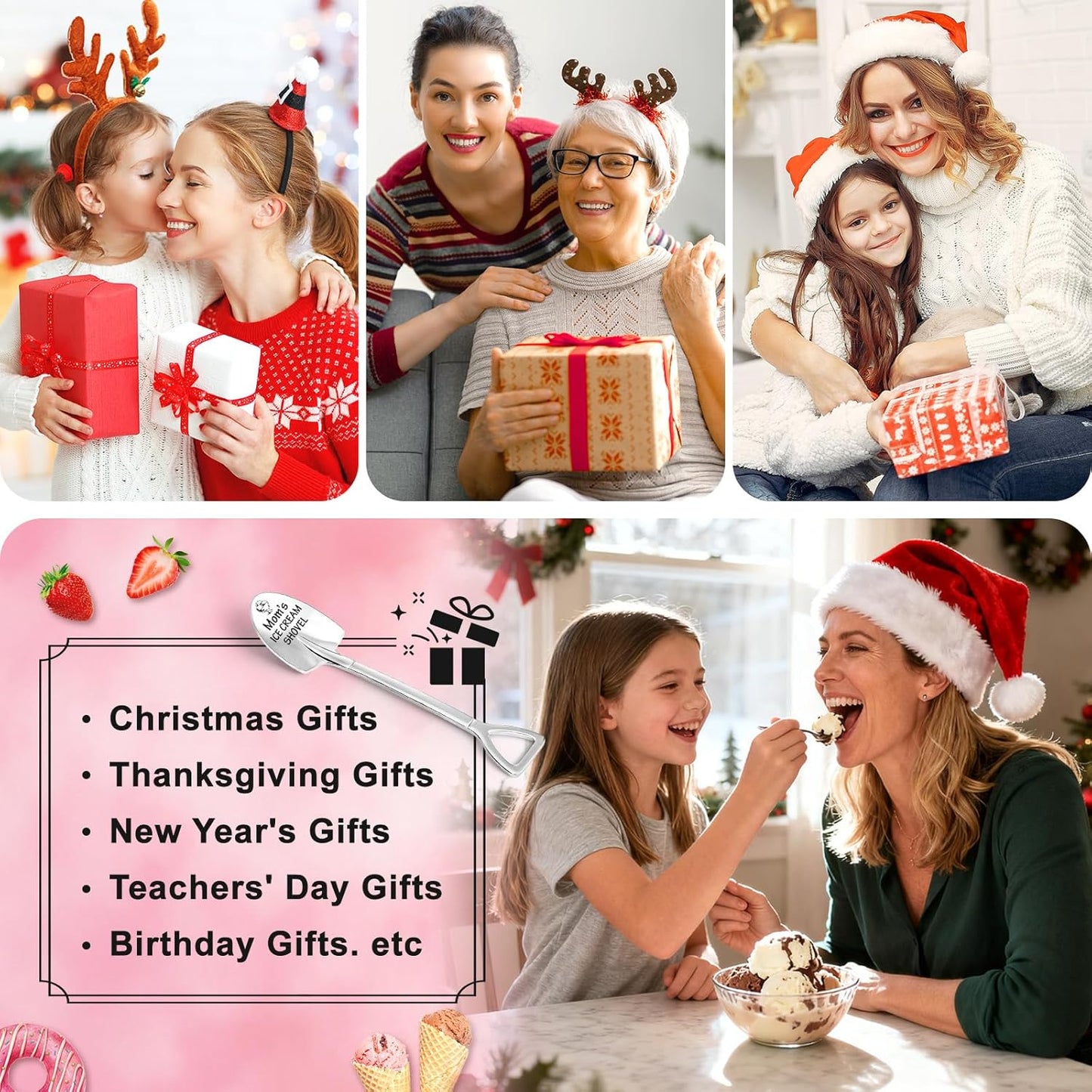 Christmas Unique Gifts for Mom from Daughter, Son, Husband - Funny Ice Cream Scoop Shovel Gifts for Mom, Mother-in-Law, Mama, Mommy - Christmas Stocking Stuffers for Step Mom, Birthday Presents