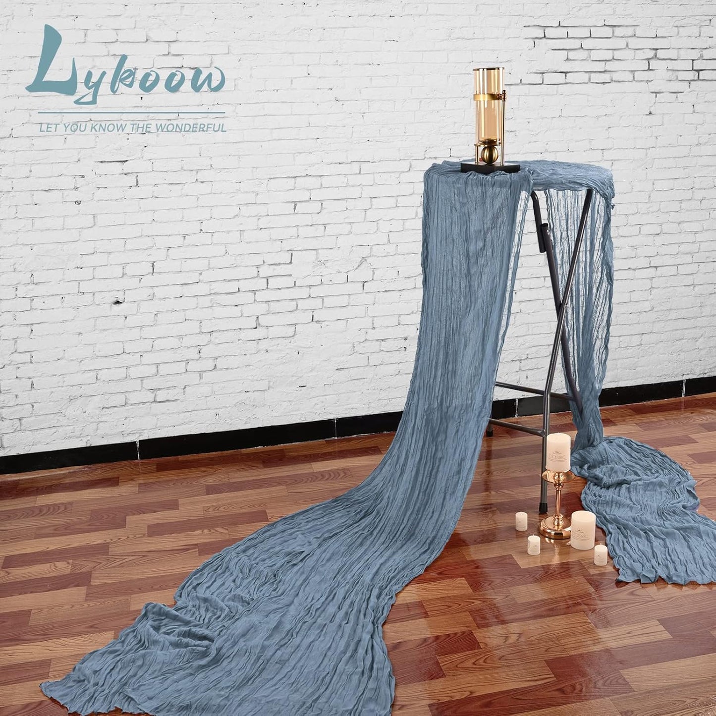 15 Packs Dusty Blue Cheesecloth Table Runner, 13 Ft Grey Blue Rustic Gauze Boho Wedding Table Runner Decoration, Wedding Table Decor Table Cloth for Wedding Party Bridal Shower Table,21.5x157in