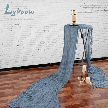 15 Packs Dusty Blue Cheesecloth Table Runner, 13 Ft Grey Blue Rustic Gauze Boho Wedding Table Runner Decoration, Wedding Table Decor Table Cloth for Wedding Party Bridal Shower Table,21.5x157in