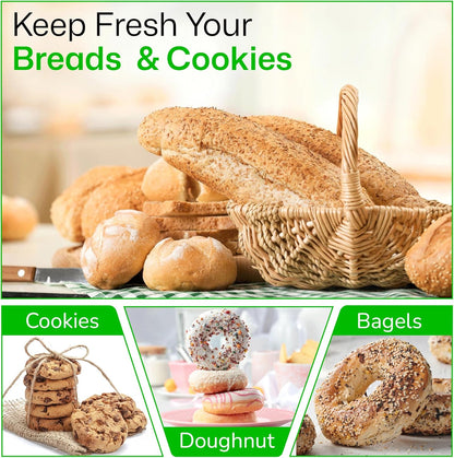 Bamboo Bread Box with Roll-Top Lid – Wooden-Style Countertop Bread Storage Container for Homemade Bread, Rolls, Muffins, & Snacks Eco-Friendly Kitchen Organizer for Lunch & Clutter-Free Counters