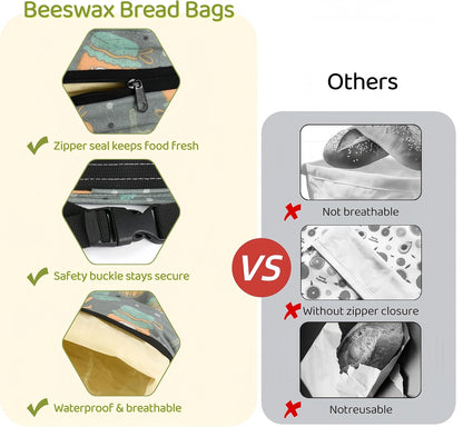 1 Pack XL Beeswax Bread Bags with Zipper Seal – Reusable Cotton Linen Waxed Bread Bags for Homemade Bread, Sourdough Storage, Eco-Friendly Bees Wax Bag Alternative to Plastic (1)