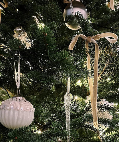 SIMISI RIBBON 24Pcs Khaki Christmas Velvet Ribbon Bows Decorations Xmas Ornaments Vintage Decor for Tree, Wreath, Garland (3/8'' Width, 5 * 7 inch)