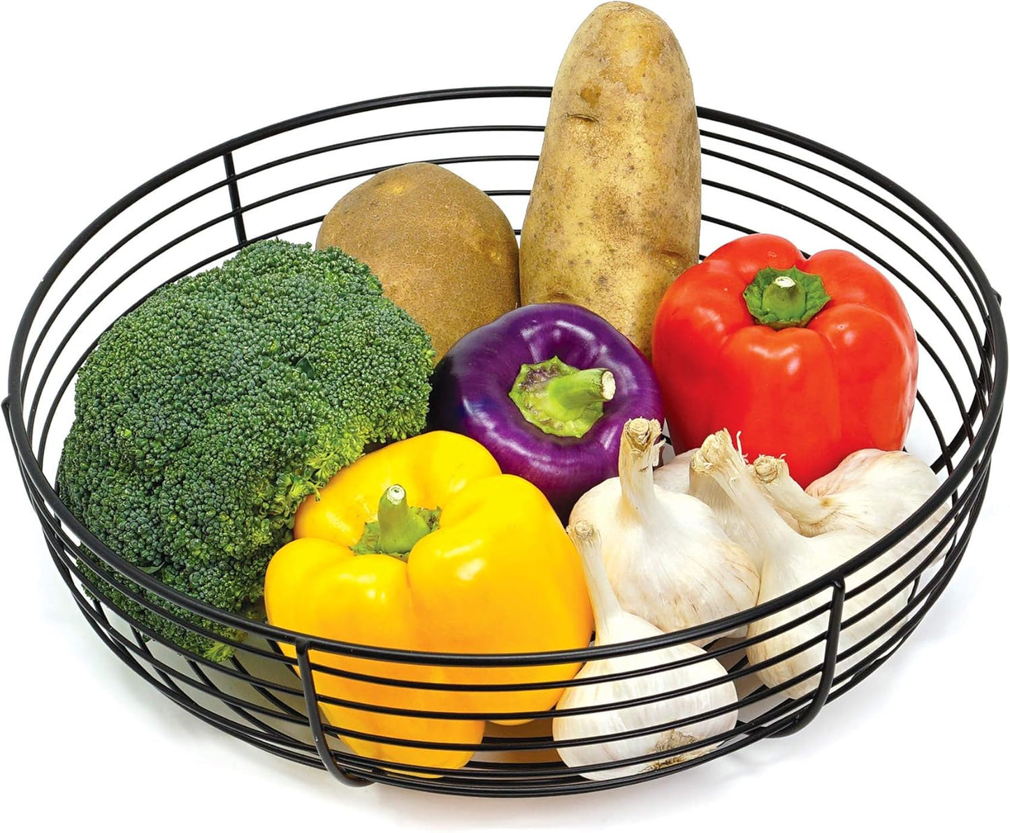 CAXXA Countertop Fruit Bowl, Wire Basket for Fruits, Breads, Vegetables,Snacks, Black