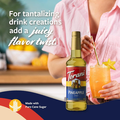 Torani Pineapple Syrup for Drinks, Flavoring for Iced Tea, Lemonade, Sodas, and Cocktails, Pump Included, 25.4 Fl Oz