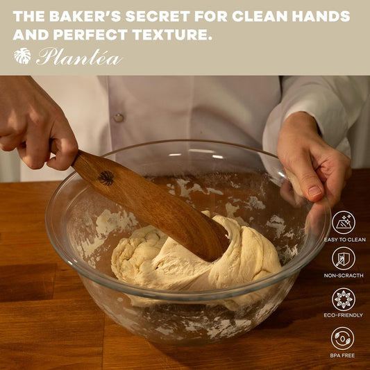 Skinny Wooden Spurtle Set of 2 for Sourdough Starter – Handcrafted Wooden Sourdough Stir Stick & Spatula – Multipurpose Spurtle for Bread Dough Mixing, Cooking & Baking Tools Set