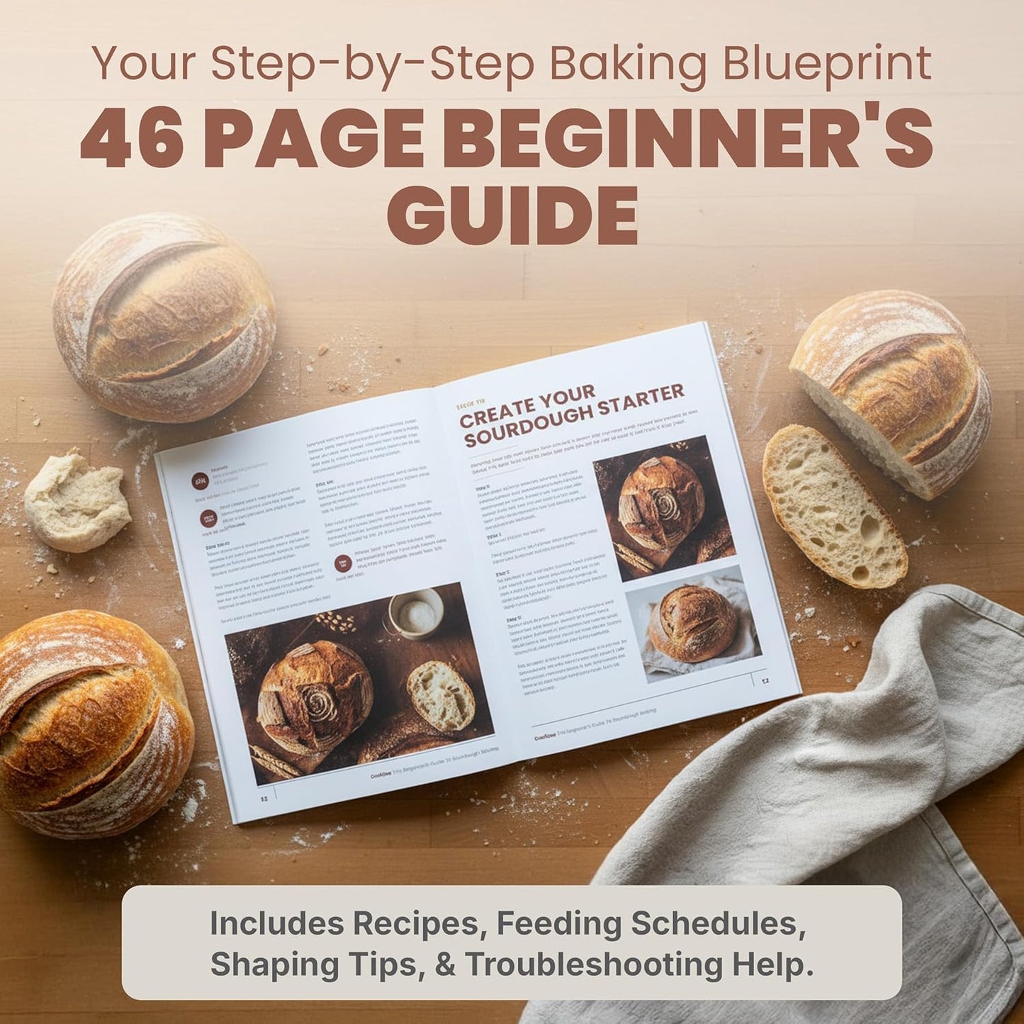 Super Deluxe All-Inclusive 𝗣𝗥𝗘𝗠𝗜𝗨𝗠 Sourdough Starter Kit with Pot. Sourdough Bread Baking Supplies, Scale, Oval & Round Baking Slings, 4 proofing Baskets, Bowl, Timer, Beginner Guide & Recipes