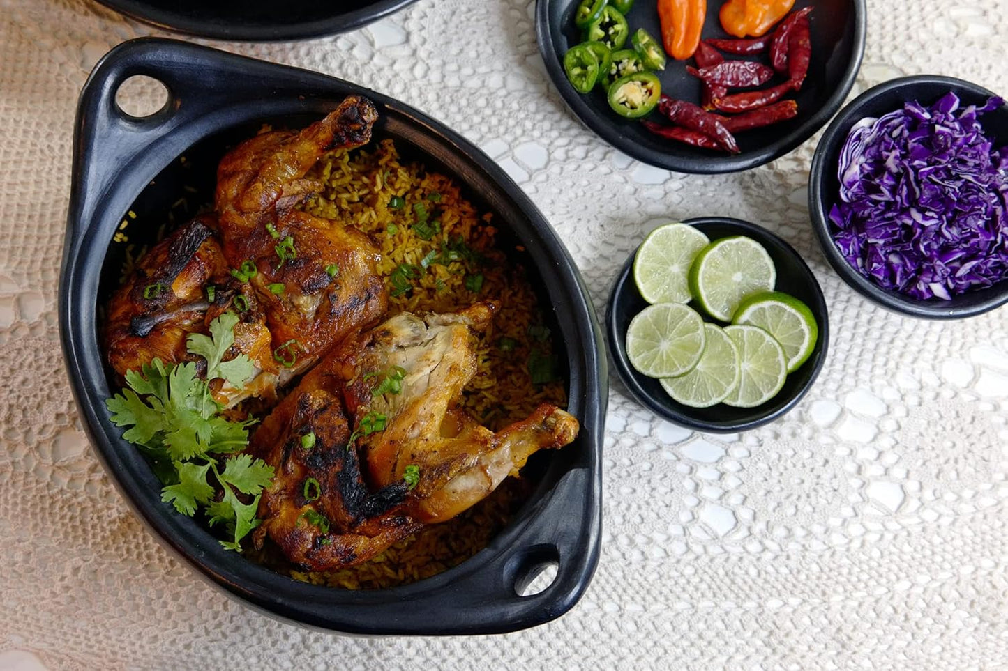 Authentic Chamba Casserole - Elegant, All-Natural Black Clay Casserole for Braising, Baking and Serving Paella, Stews and More - Stovetop & Oven Safe – Handmade in Colombia