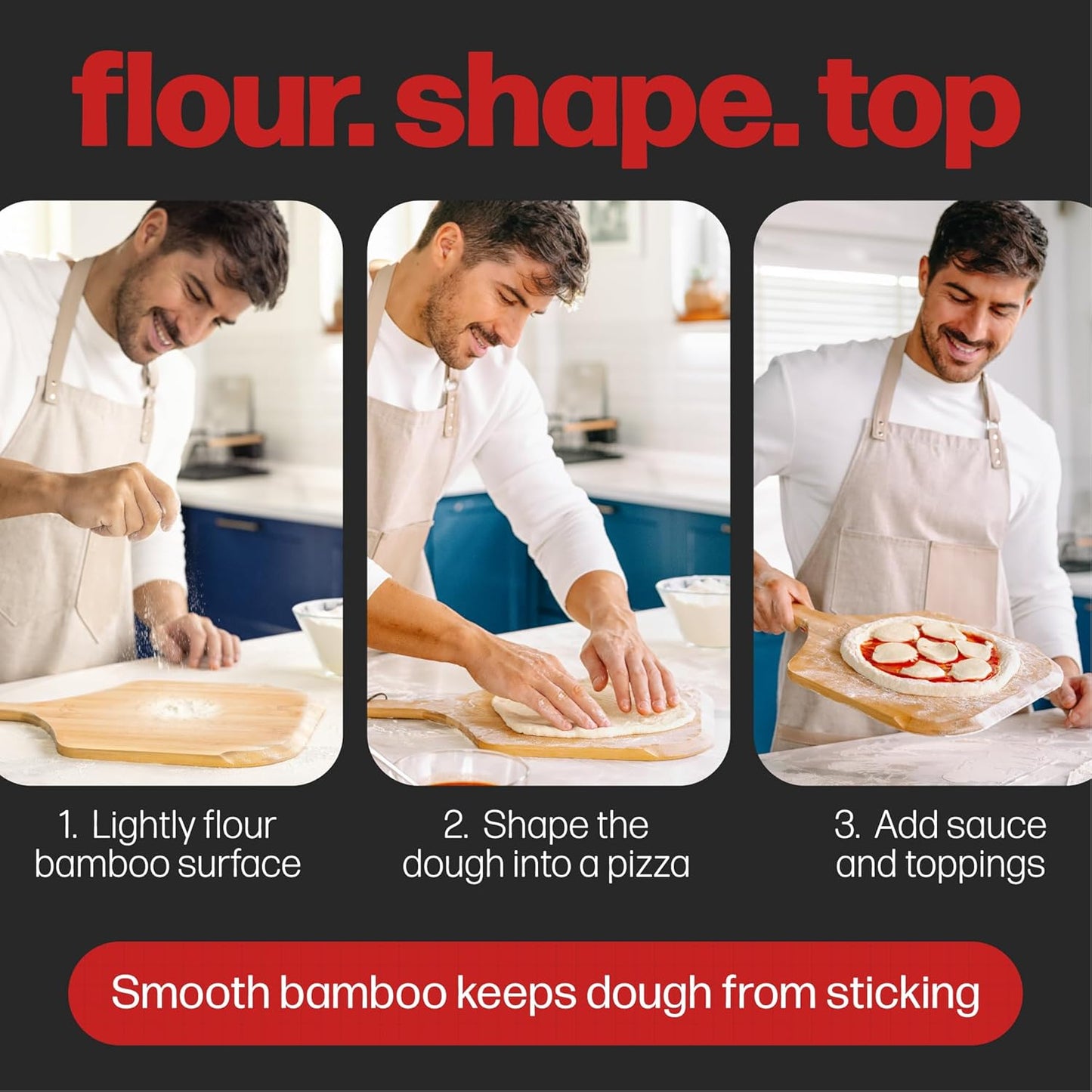 HANS GRILL Wooden Pizza Peel 12 Inch - Bamboo Wood Pizza Peel 12 Inch Paddle For Oven - Restaurant Grade Natural Bamboo Paddle, Multi-use Spatula - Large Wooden Board For Serving and Transferring