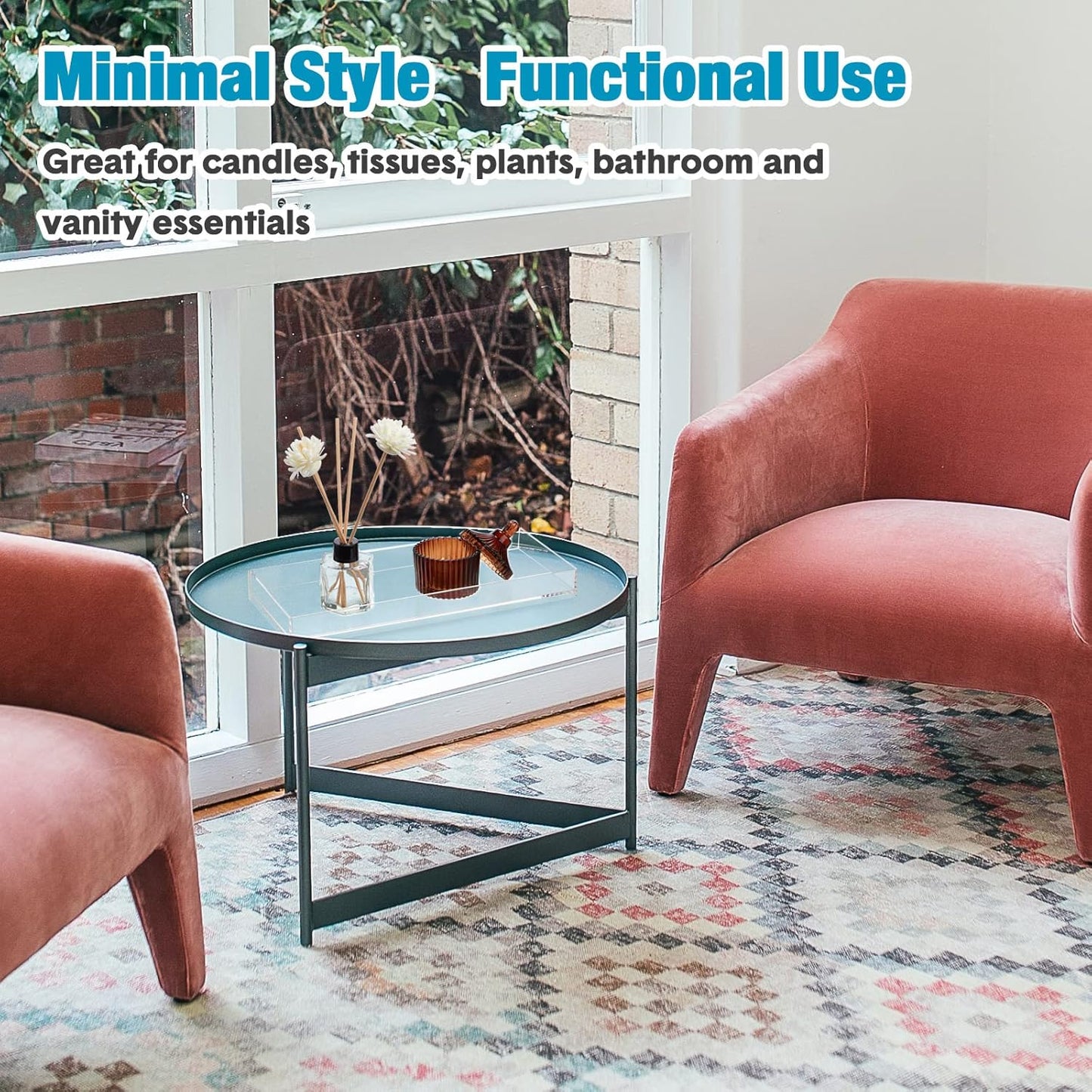 Maitys 3 Pcs Acrylic Vanity Tray Bathroom Tray for Serving Vanity Makeup Organizer Clear Hand Towel Kitchen Countertop Makeup Perfume Cosmetics Organizer Valentine Gift (11.8 x 5 Inch)