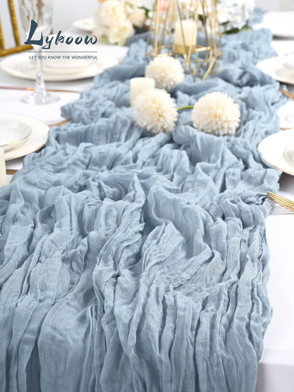 15 Packs Dusty Blue Cheesecloth Table Runner, 13 Ft Grey Blue Rustic Gauze Boho Wedding Table Runner Decoration, Wedding Table Decor Table Cloth for Wedding Party Bridal Shower Table,21.5x157in