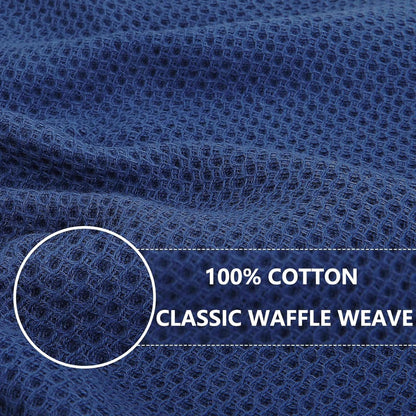Homaxy 100% Cotton Waffle Weave Kitchen Dish Towels, Ultra Soft Absorbent Quick Drying Cleaning Towel, 20x28 Inches, 8-Pack, Navy Blue