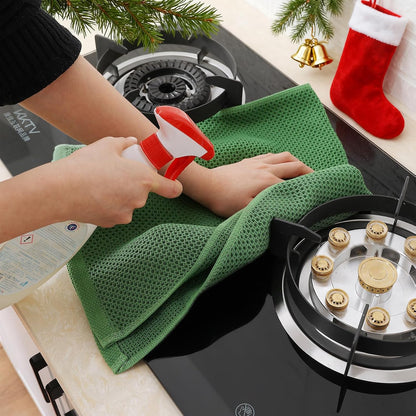 Homaxy 100% Cotton Waffle Weave Kitchen Dish Towels, Ultra Soft Absorbent Quick Drying Cleaning Towel, 13 x 28 Inches, 4-Pack, Grass Green