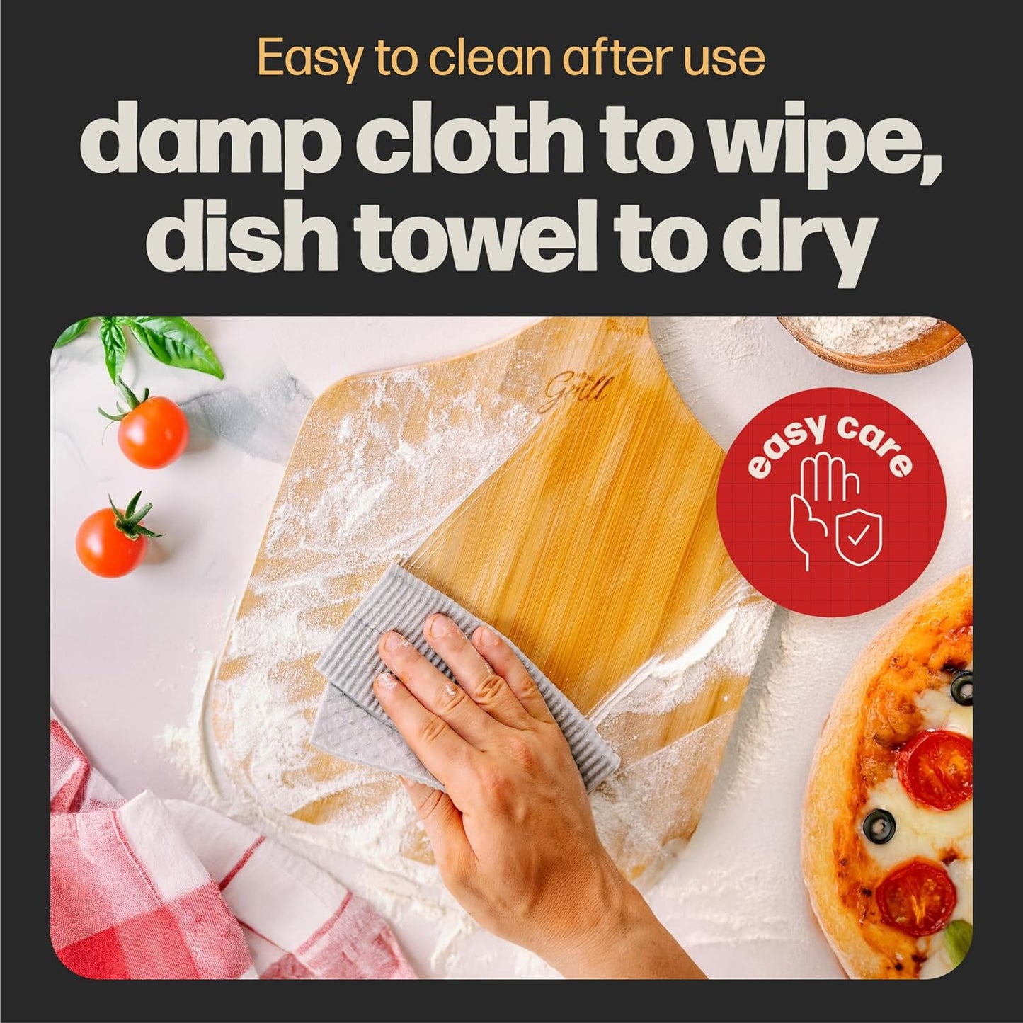 HANS GRILL Wooden Pizza Peel 12 Inch - Bamboo Wood Pizza Peel 12 Inch Paddle For Oven - Restaurant Grade Natural Bamboo Paddle, Multi-use Spatula - Large Wooden Board For Serving and Transferring