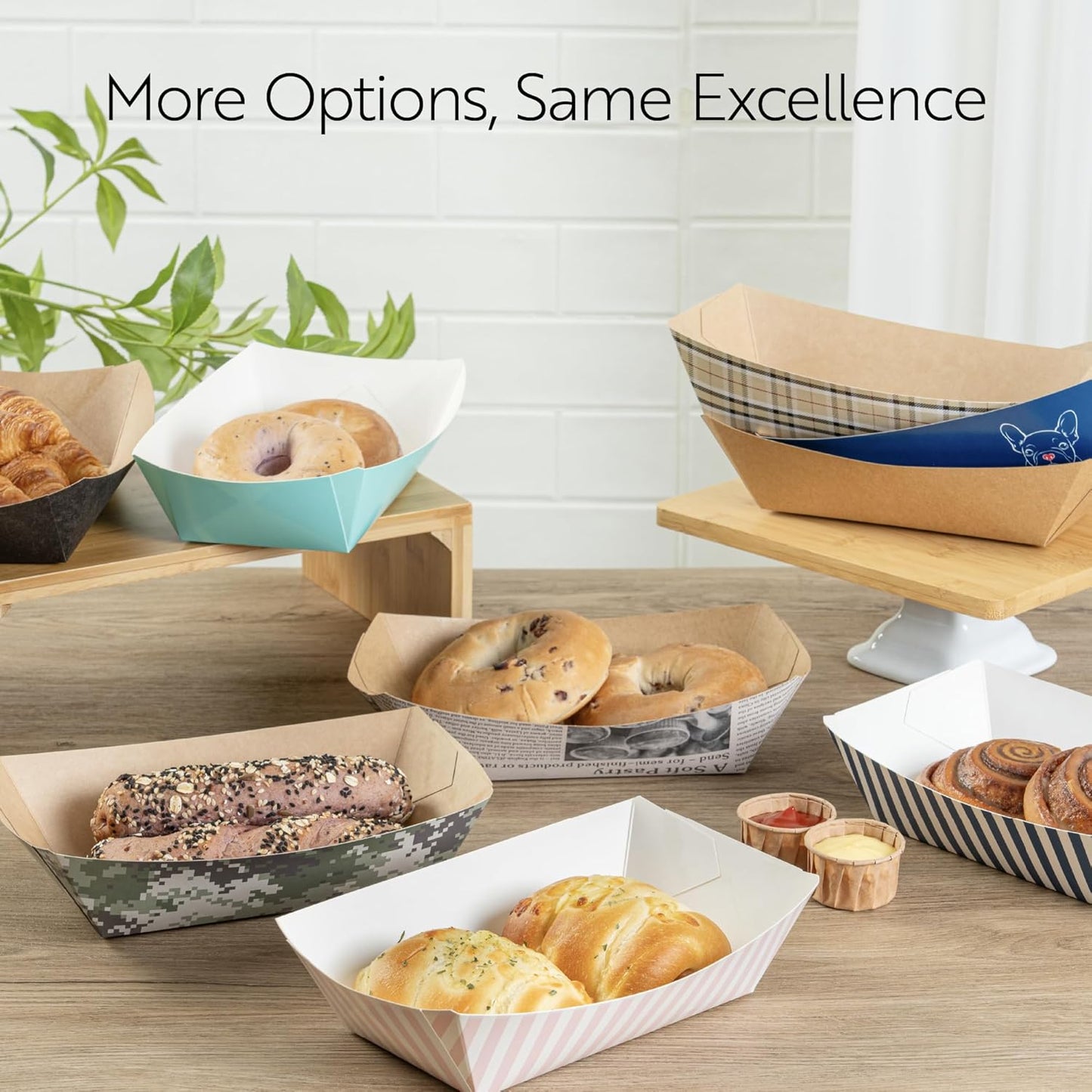 Restaurantware Bio Tek 2 Pound Food Boats 200 Disposable Paper Food Trays - Heavy-Duty Greaseproof Pink And White Paper Boats For Snacks Appetizers Or Treats Use At Parties Or Carnivals