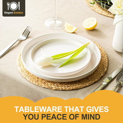 EWFEN Plates and Bowls Sets, 24 Pieces Stoneware Dinnerware Set for 8, Ceramic Dishware Dishes Set, Scratch Resistant Dishes Set, Dishwasher & Microwave Safe