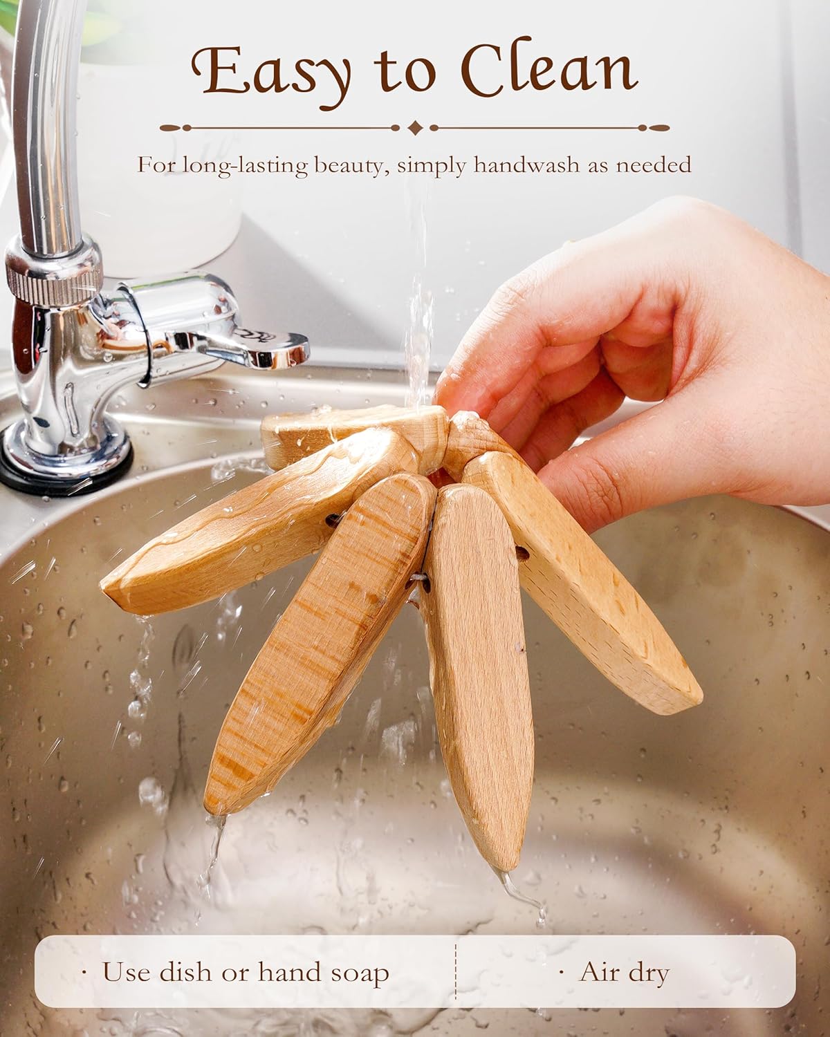 Wooden Tree Trivets for Hot Dishes, 3 Wooden Trivet + 1 Stand Natural Wooden Coaster for Hot Dishes, Pot, Bowl, Teapot, Hot Pot Holders, 3 Foldable Christmas Tree-Shaped Trivets