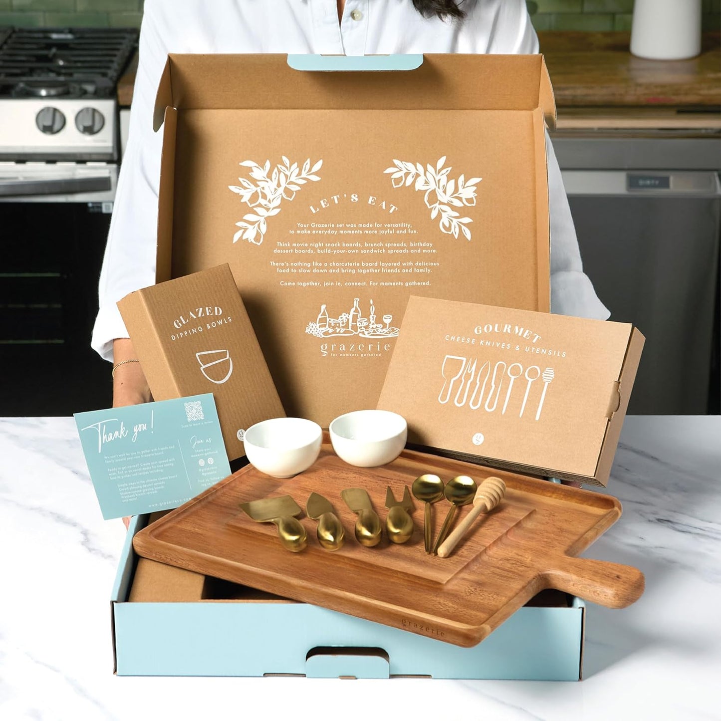 Charcuterie Board Set - Acacia Cheese Board for Serving with Accessories - House Warming Gifts for New Home, Bridal Shower & Wedding Gift, Birthday Gifts for Women