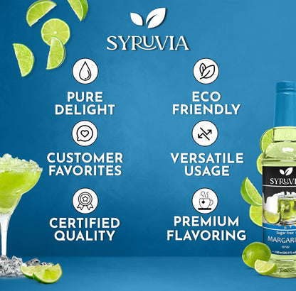 Syruvia Sugar Free Lime Margarita Syrup, Flavored Syrup for Cocktails, Drinks, Lemonades, Iced Teas, and Desserts – 25.4 fl oz