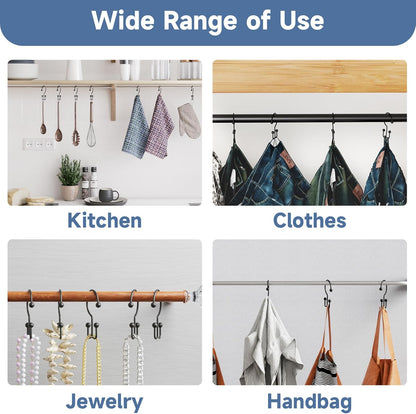 Titanker Shower Curtain Hooks Black, Minimalist Simple Double Glide Shower Curtain Rings, Rust Proof Metal Shower Hooks Rings for Bathroom Shower Rods Curtains, Set of 12 Hooks