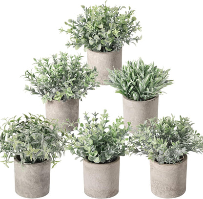 Der Rose 6pcs Mini Fake Plants Artificial Potted Plants Desk Plants for Home Office Farmhouse Bathroom Bedroom Decor