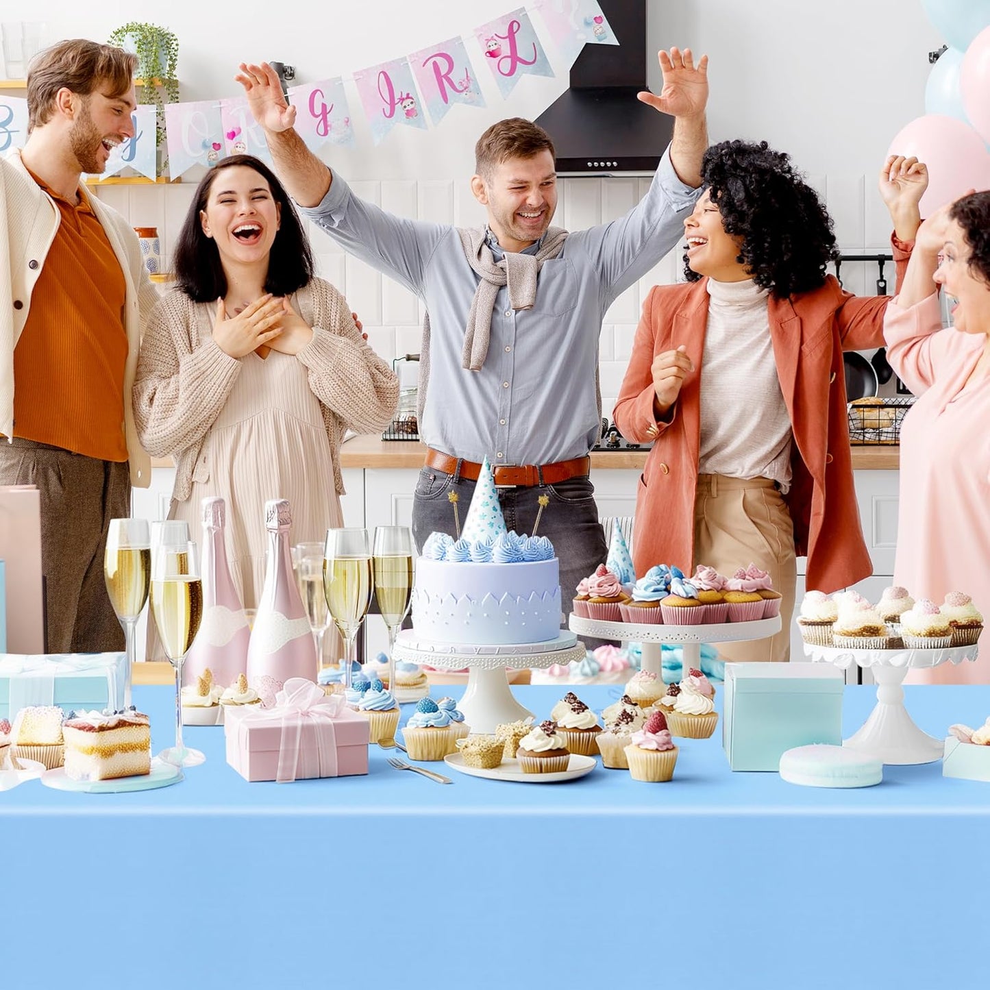 6 Pieces Pink & Blue Series Rectangle Tablecloth, 54x72" Solid Color Waterproof & Spillproof Disposable Plastic Table Cover, Durable Party Tablecloth for Dining, Buffet, Picnic, Outdoor Events