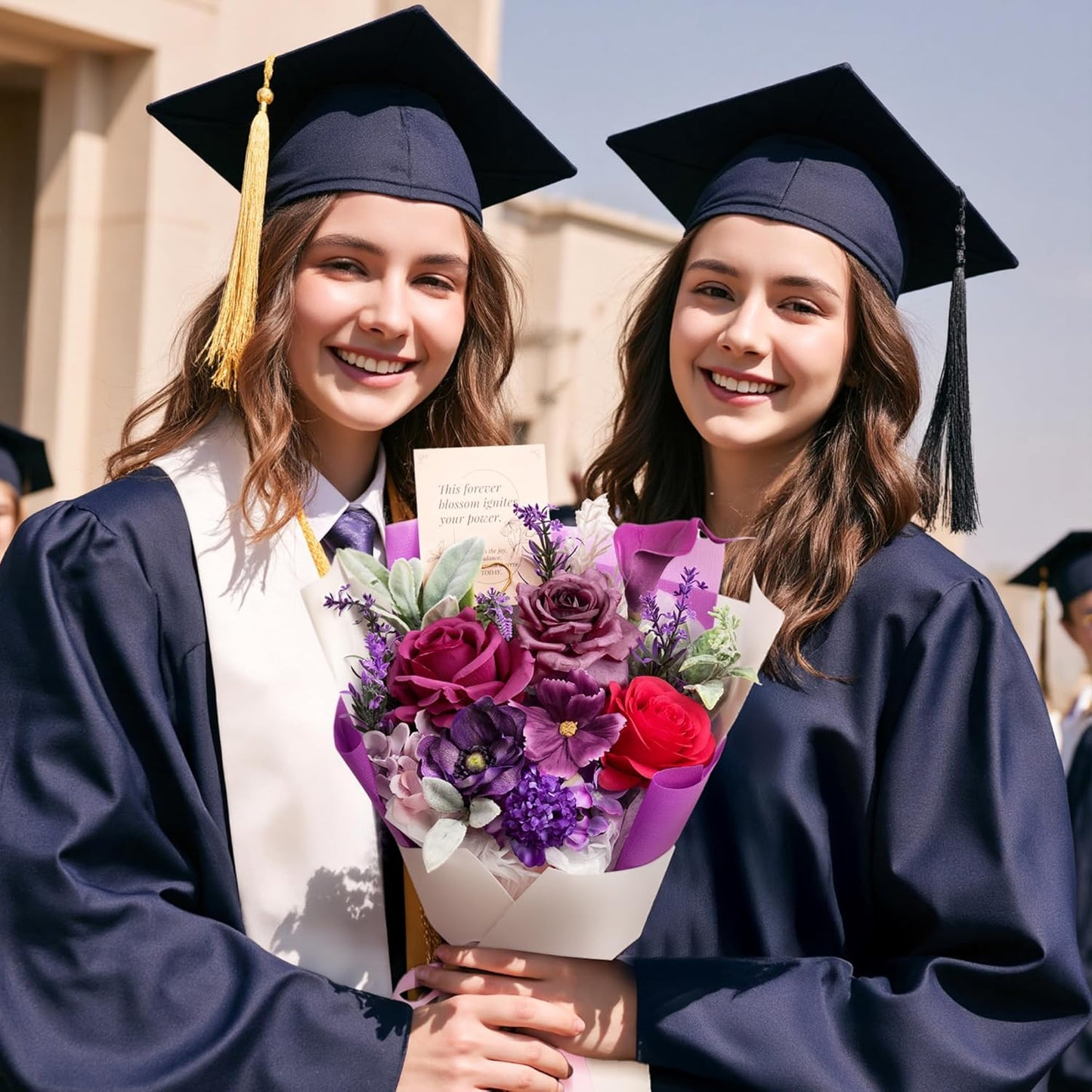 TINGE TIME Aritifical Flowers Bouquet, Purple Gift Bouquet, Birthday Gifts for Women, Eternal Roses Bouquet for Grandma Wife Anniversary
