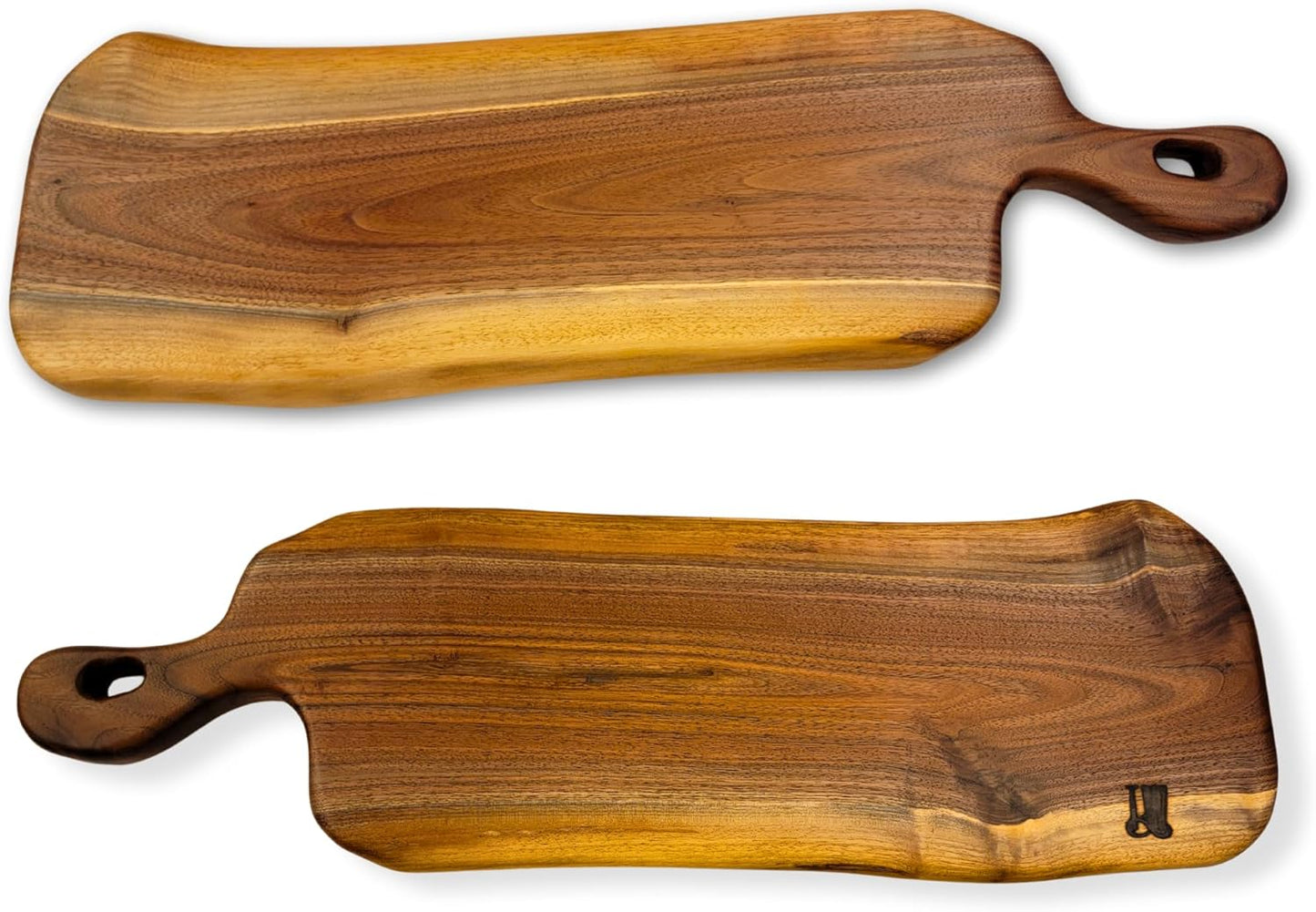 Handmade Live Edge Walnut Cutting Board & Serving Tray – 24"x7.5" Solid Wood Board with Curved Handle, Hanging Hole & Food-Grade Wax Finish