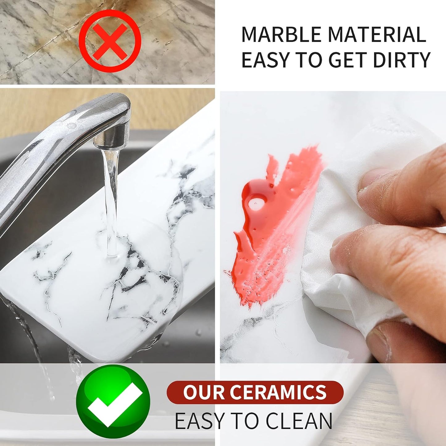 Bathroom Organizer Countertop Perfume Organizer Makeup Organizer Cosmetics Storage Display Rack Vanity Tray Dresser Stainless Steel Gold Shelf White Marble Ceramic Tray