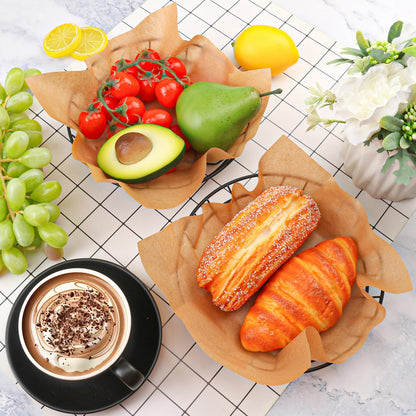 15 Pack 8 Inch Round Wire Bread Basket, Metal Fast Food Baskets with 50 Sheets Deli Wrappers Paper, Metal Dinner Roll Baskets for Home & Kitchen, Serving and Storage(Black)