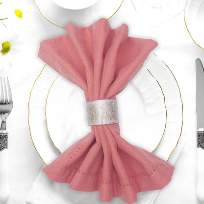 Urban Villa Cloth Napkins Rust Hemstitch Dinner Napkins Set of 12 20X20 100% Cotton Absorbent Washable Durable Reusable Cloth Napkins Ideal for Farmhouse Party Thanksgiving Harvest Fall Dinner Napkins