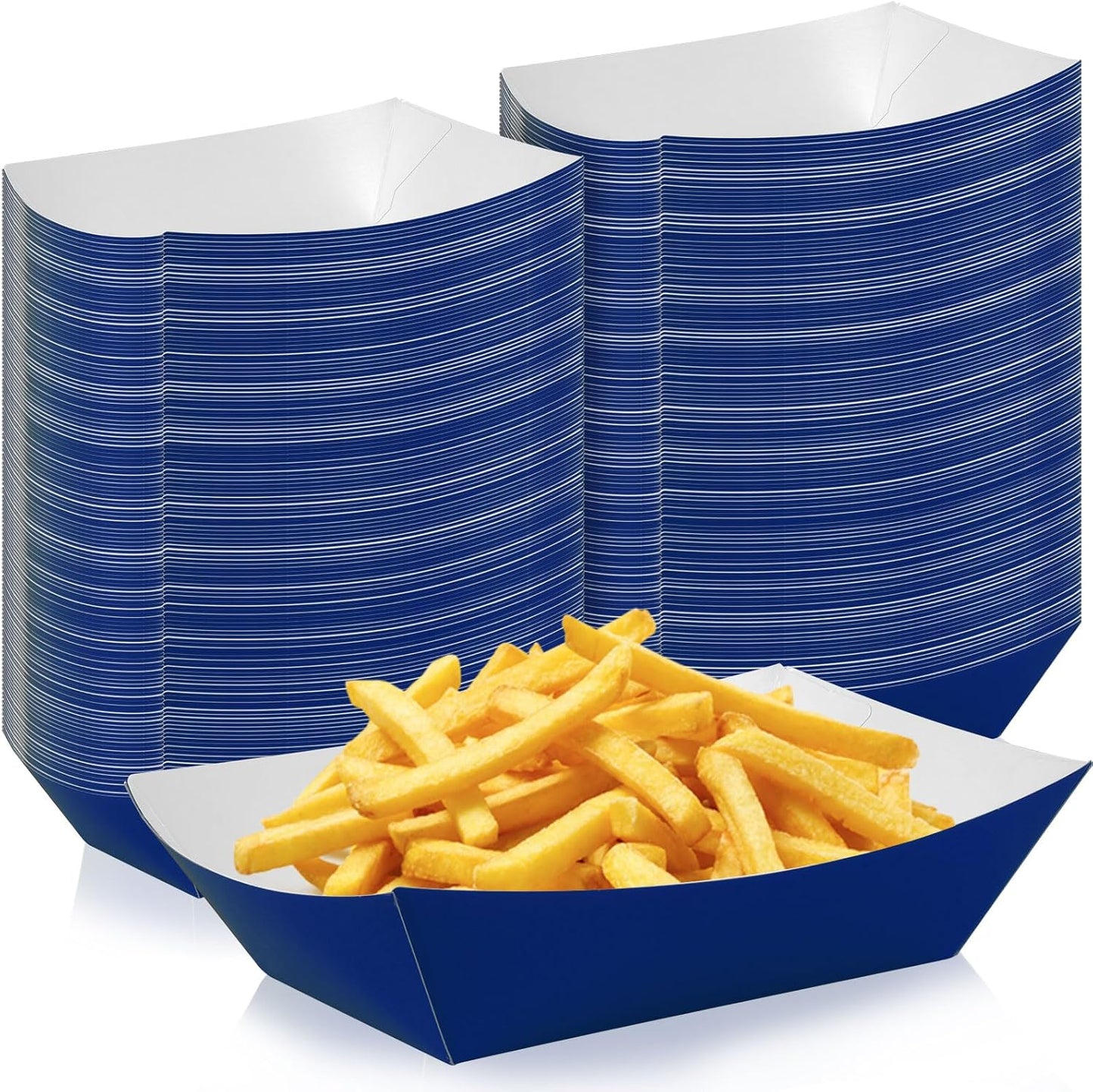 200 Pcs Paper Food Tray Sturdy Disposable Food Boats Nacho Plates Disposable Serving Snack Trays for Catering, Party Birthday Supplies, and Food Service (Blue)