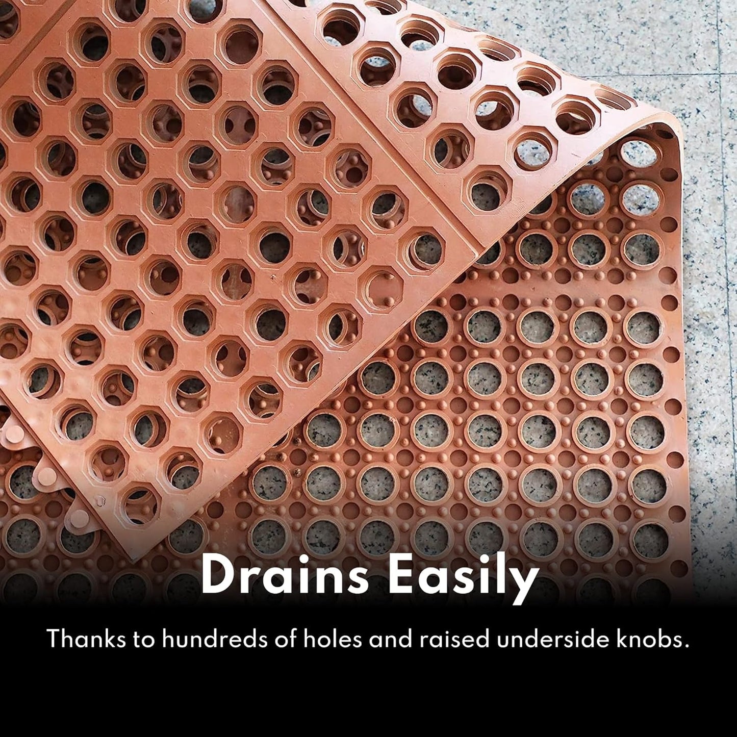 New Star Foodservice 54521 Commercial Grade Grease Resistant Anti-Fatigue Rubber Floor Mat, 36" x 60", Red