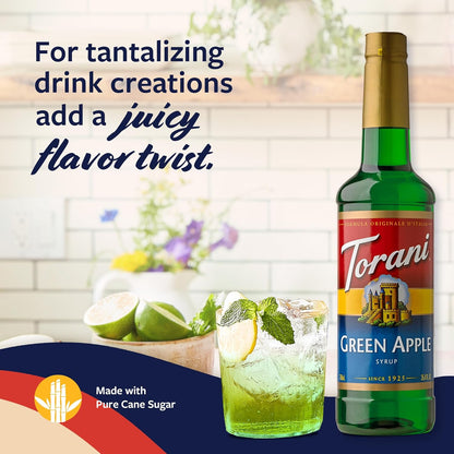 Torani Green Apple Syrup for Drinks, Flavoring for Sodas and Cocktails, Pump Included, 25.4 Oz