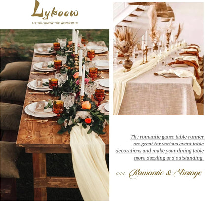 15 Packs Cheesecloth Table Runner Ivory,10 Ft Light Beige Rustic Gauze Boho Wedding Table Runner Decoration,Wedding Table Decor Table Cloth for Wedding Party Bridal Shower Table,21.5x120in