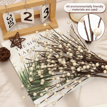 NBGV Winter Decorations 12Pcs Artificial Berry Stems White Berry Picks for Christmas Holiday Flower Arrangements Home Centerpieces DIY Ornaments