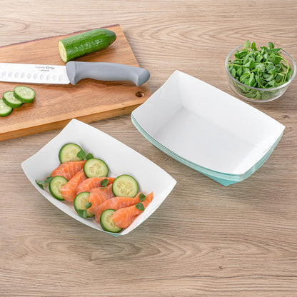 Bio Tek 1 Pound Food Boats, 200 Disposable Paper Food Trays - Heavy-Duty, Greaseproof, Turquoise Paper Food Boats, For Snacks, Appetizers, Or Treats, Use At Parties Or Carnivals - Restaurantware