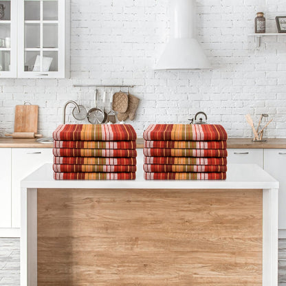 Urban Villa Cloth Napkins Set of 12 20x20 Inches 100% Cotton Napkins Cloth Washable Durable Reusable Absorbent Table Dinner Napkins Cloth for Thanksgiving Hotel Lunch Restaurant Parties – Fall Stripes