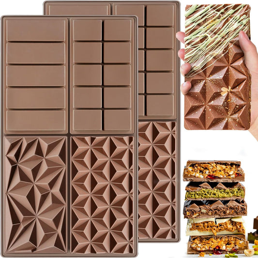 HKNMTT Chocolate Bar Silicone Molds, Large Stuffed Dubai Pistachio Deep Bar Moulds Kit 1 Inch Thick Big Pack of 2, Ideal for Homemade Making Bar Candy Bar Bpa Free DIY