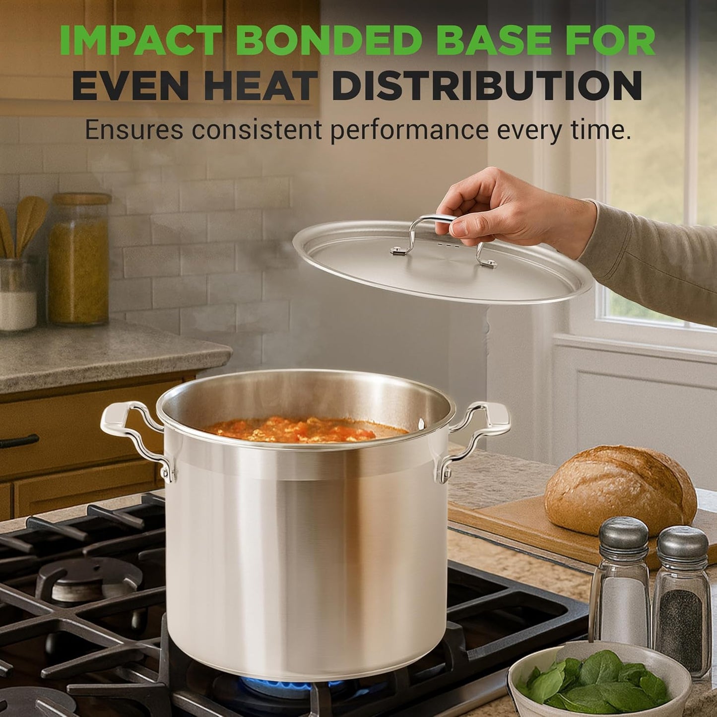 NutriChef 20 Quart Heavy-Duty Stockpot with Stainless Lid - Large Pot for Induction, Gas & Electric Cooktops, Perfect for Soups & Stews