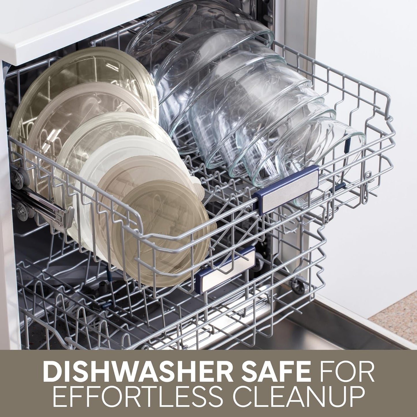 COOK WITH COLOR 12 Pc Glass Mixing Bowl Set with Lids – Borosilicate Glass Nesting Bowls for Cooking, Baking and Meal Prep, Brown