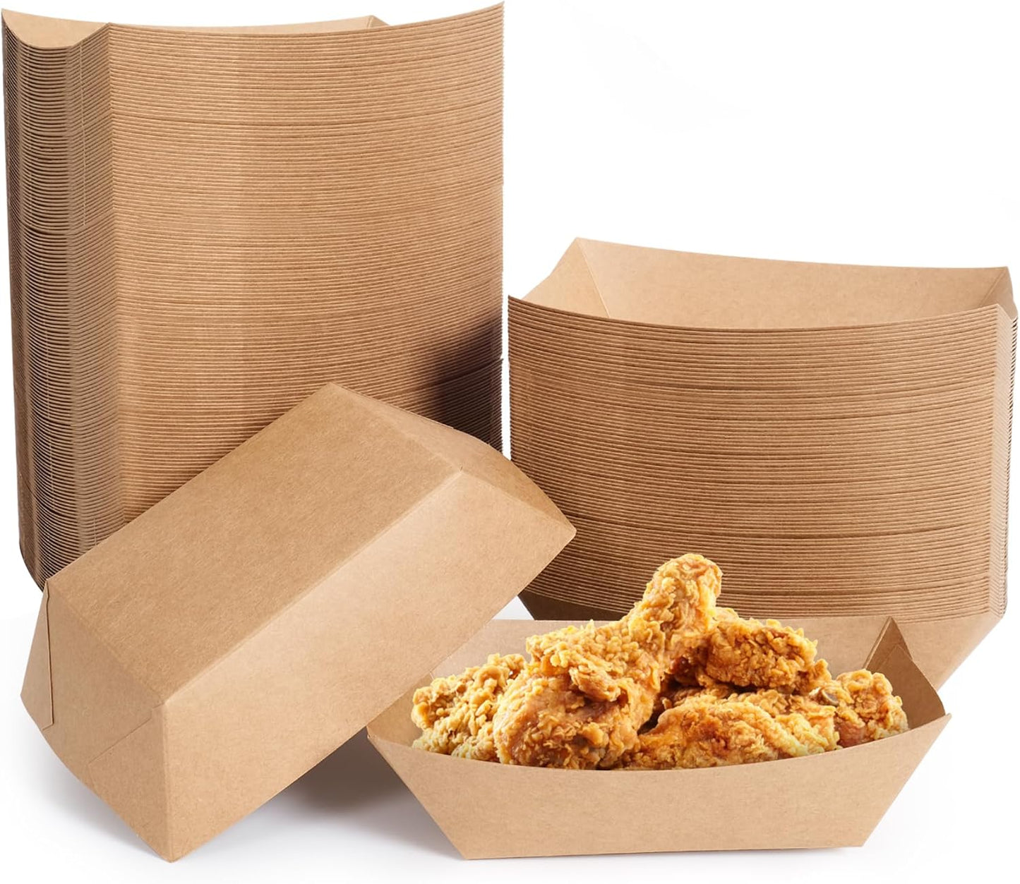 3lb Paper Food Trays, 250 Pack Disposable Paper Food Boat Serving Boats for French Fries Nachos Snack Hot Dog Taco BBQ Popcorn Bachelor Party Picnic