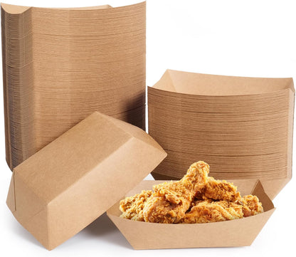 3lb Paper Food Trays, 250 Pack Disposable Paper Food Boat Serving Boats for French Fries Nachos Snack Hot Dog Taco BBQ Popcorn Bachelor Party Picnic