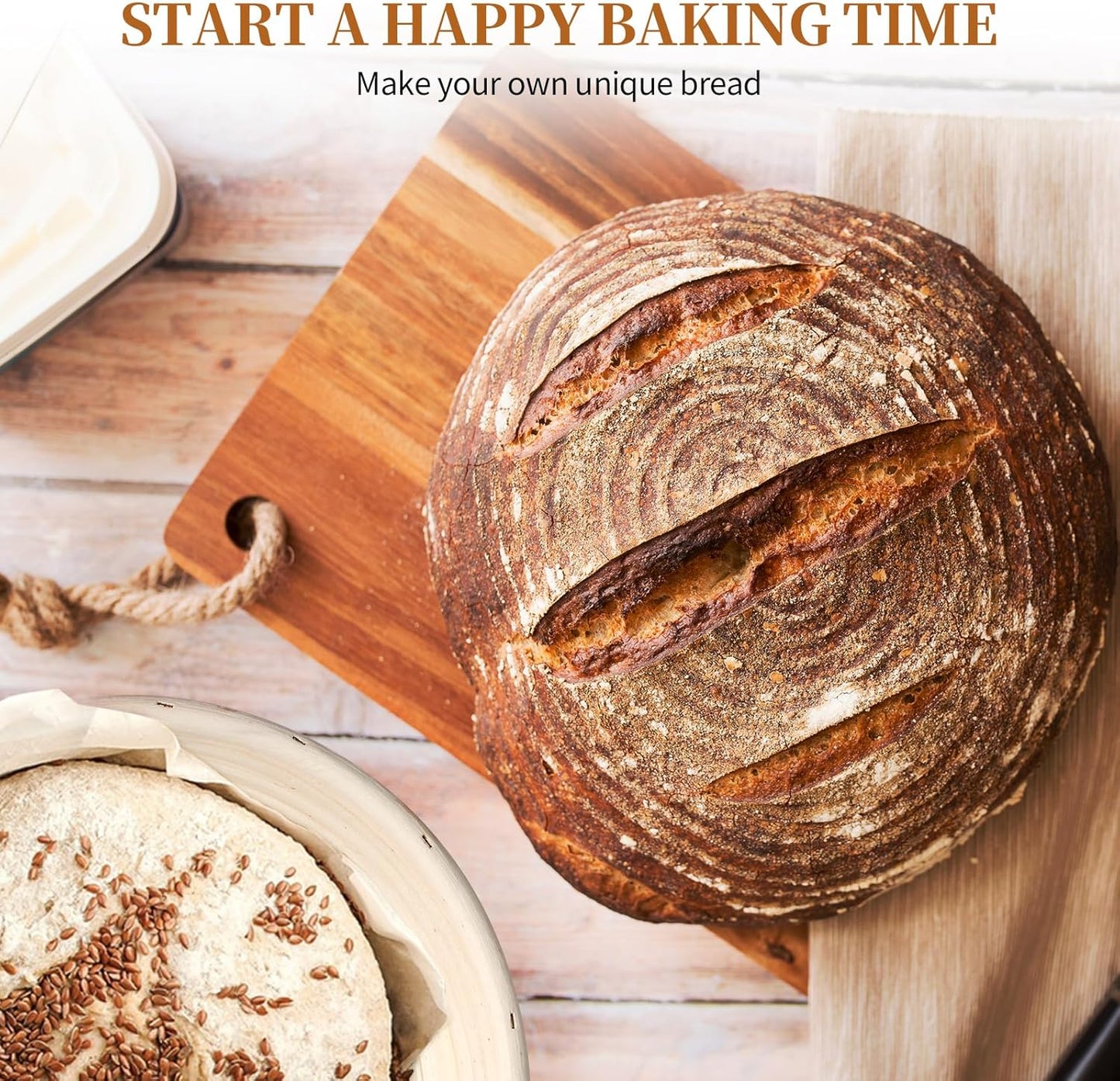 Banneton Bread Proofing Basket Banneton Basket Set Sourdough Proofing Basket Round Proofing Bowls Handmade Rattan Baskets and Liners (Round 9 inch Baking Set)