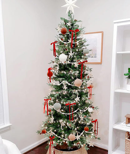 SIMISI RIBBON 24Pcs Red Christmas Velvet Ribbon Bows Decorations Xmas Ornaments Vintage Decor for Tree, Wreath, Garland (3/8'' Width, 5 * 7 inch)