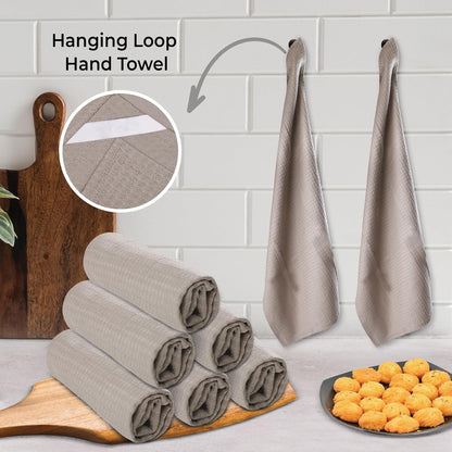 Urban Villa Kitchen Towels Waffle Dish Towels for Kitchen Smoke Color Set of 6 Over Sized 18x28 Inches Kitchen Towels Highly Absorbent 100% Cotton Mitered Corners Kitchen Hand Tea Towels Dish Cloths