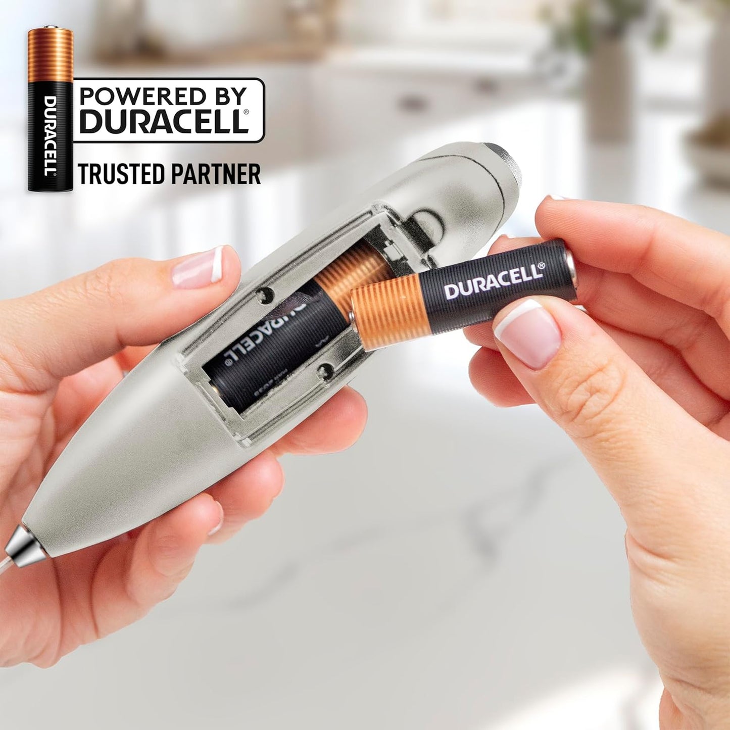 Zulay Kitchen Milk Frother Handheld Electric Whisk with AA Duracell Batteries – Durable Drink Mixer for Coffee, Lattes, Cappuccinos & More - Gray