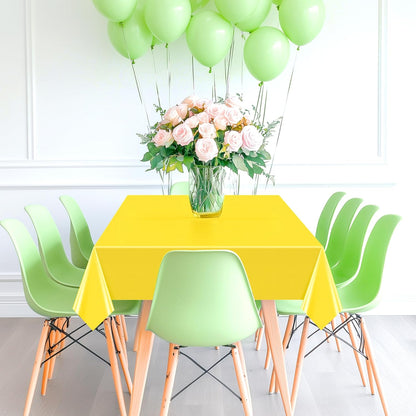 3 Pcs Red & Green & Gold Series Rectangle Tablecloth, 54x72" Solid Color Waterproof & Spillproof Disposable Plastic Table Cover, Durable Party Tablecloth for Dining, Buffet, Picnic, Outdoor Events