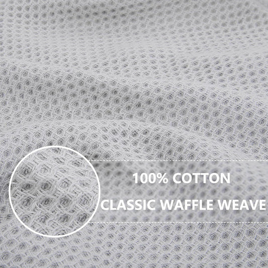 Homaxy 100% Cotton Waffle Weave Kitchen Dish Towels, Ultra Soft Absorbent Quick Drying Cleaning Towel, 20x28 Inches, 4-Pack, Light Gray